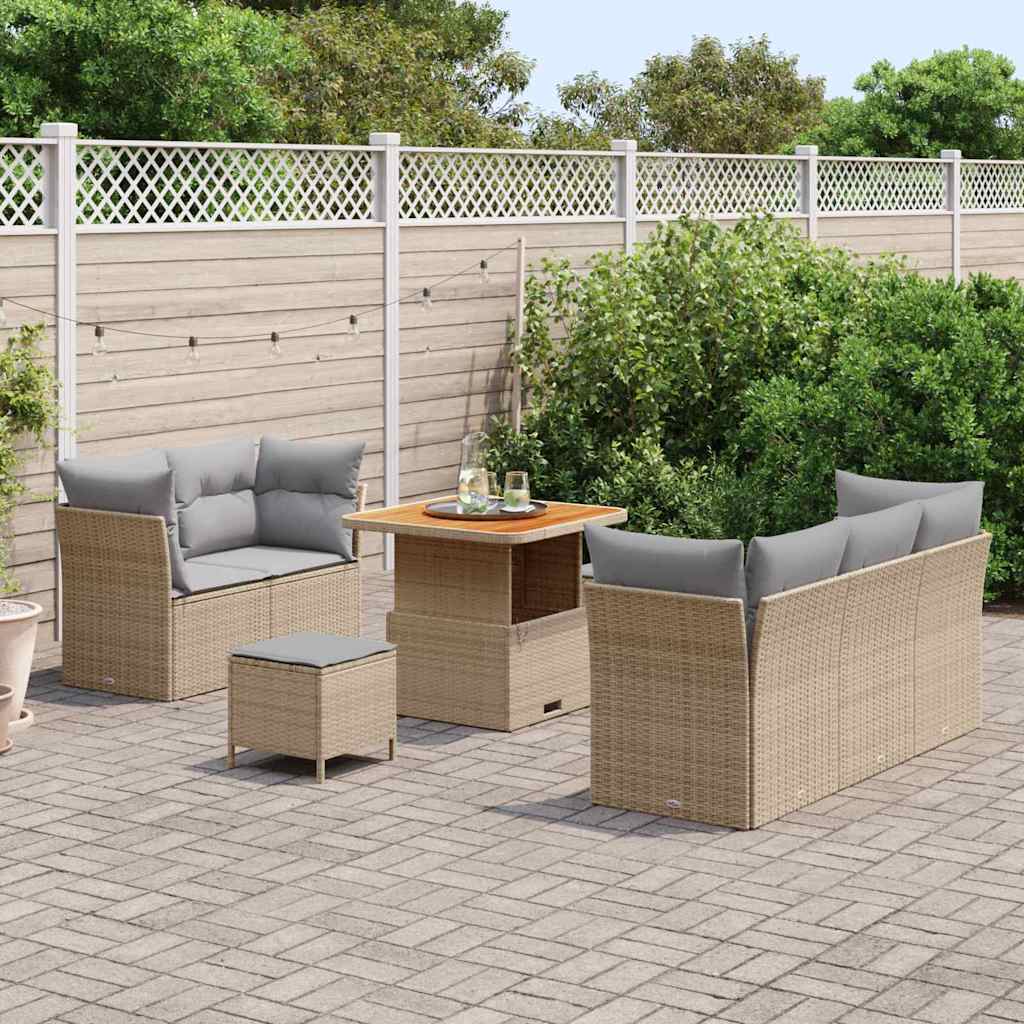 vidaXL Zestaw Sof na Ogród z poduszką 8 pcs beżowo-jasnoszary