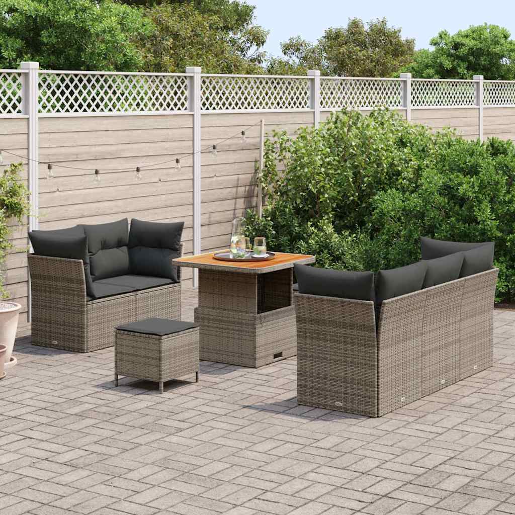 vidaXL Zestaw Sof na Ogród z poduszką z przechowywaniem 8 pcs Szary
