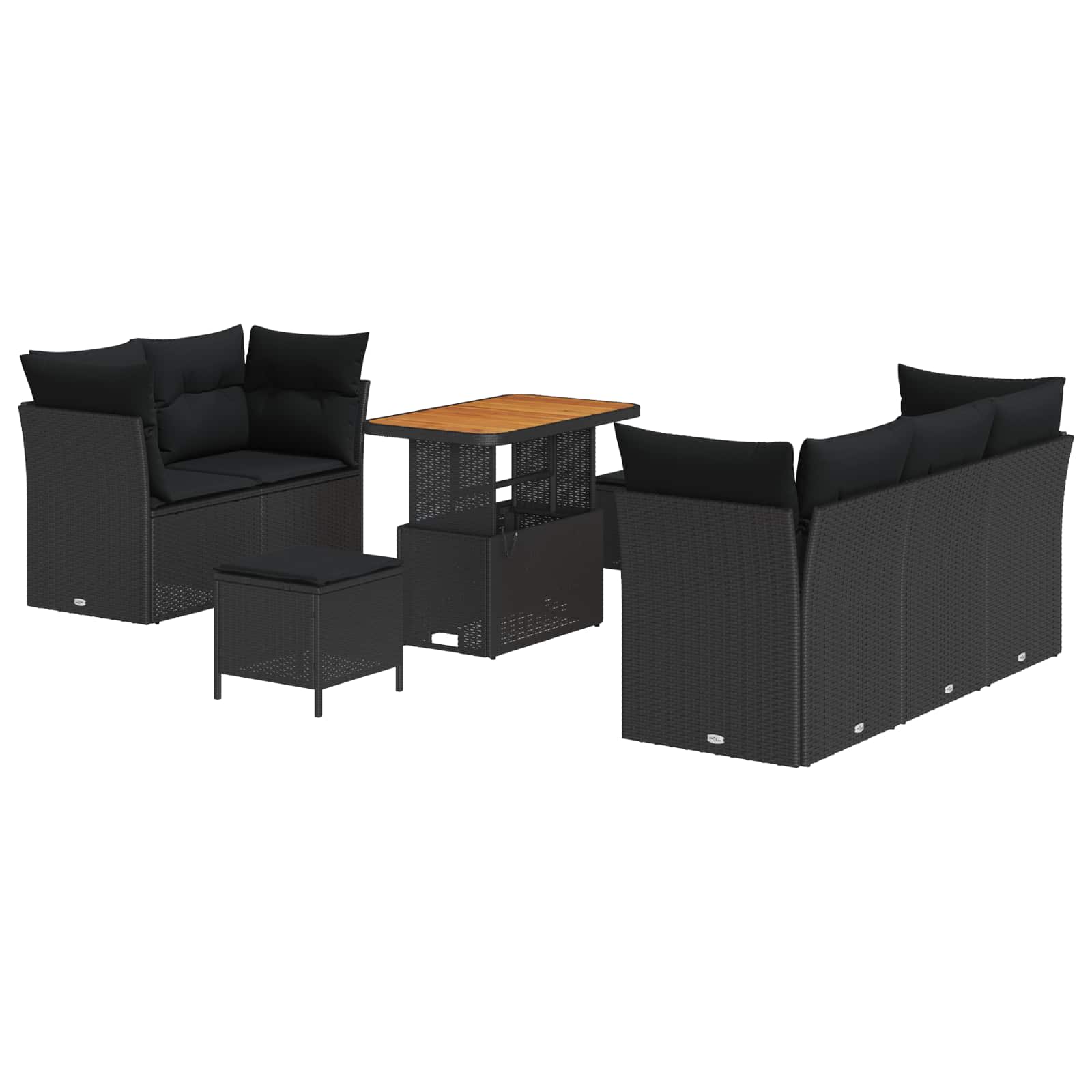 vidaXL Zestaw Sof na Ogród z poduszką z przechowywaniem 8 pcs Czarny
