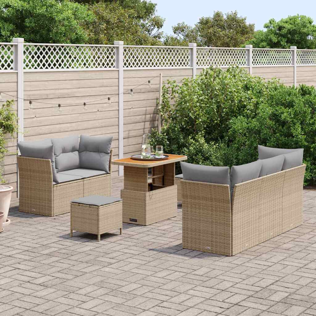 vidaXL Zestaw Sof na Ogród z poduszką 8 pcs beżowo-jasnoszary