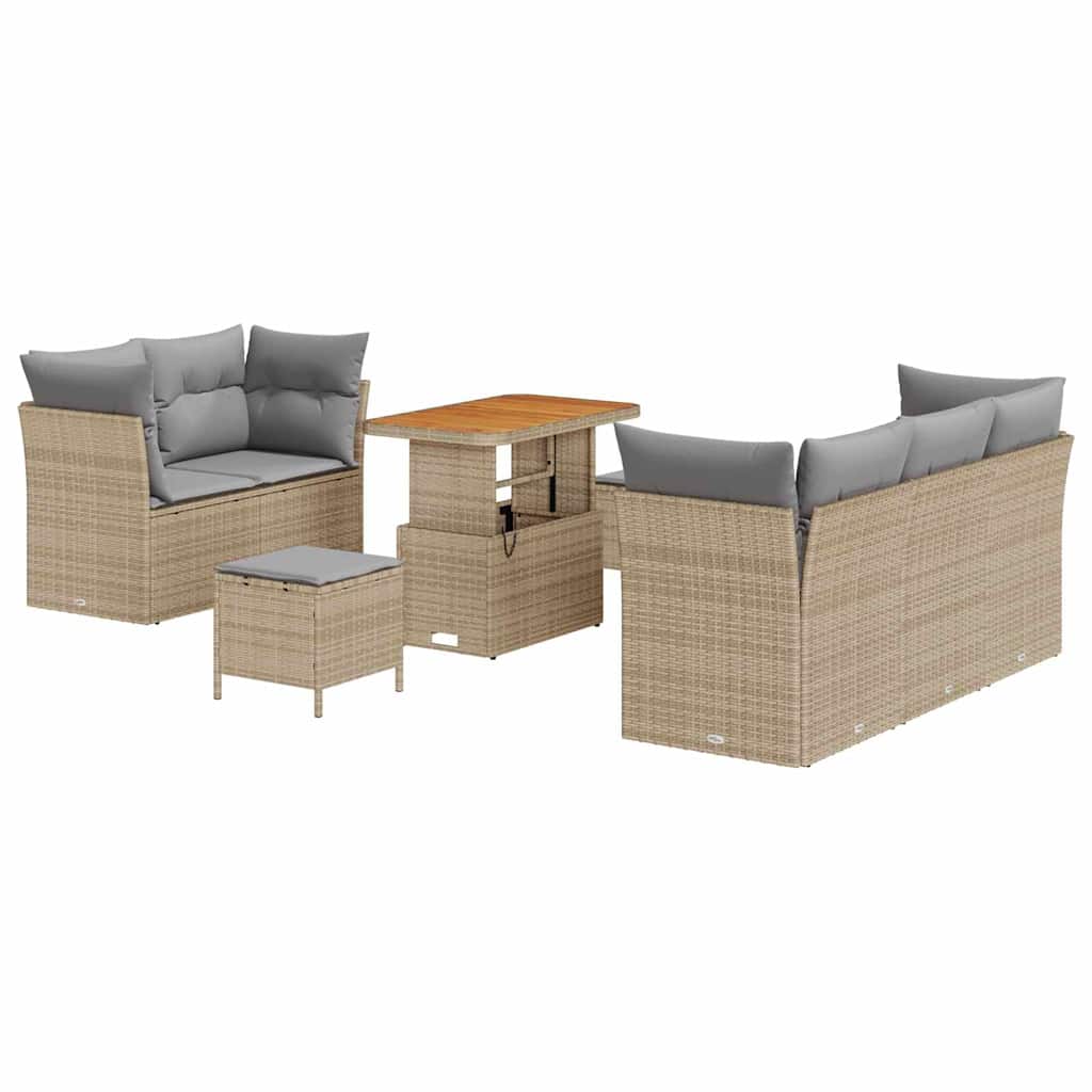 vidaXL Zestaw Sof na Ogród z poduszką 8 pcs beżowo-jasnoszary