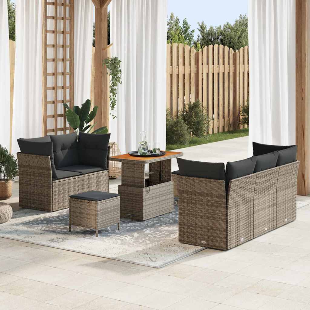 vidaXL Zestaw Sof na Ogród z poduszką z przechowywaniem 8 pcs Szary