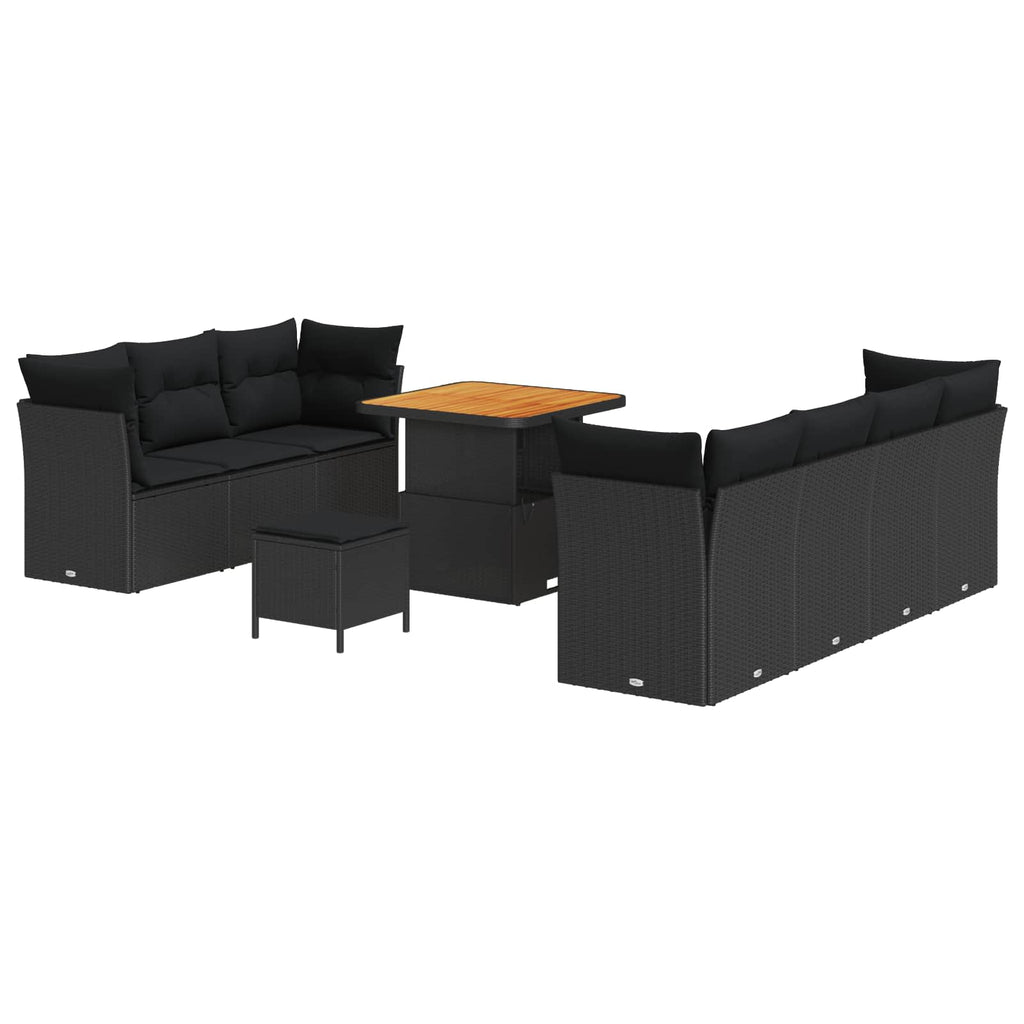 vidaXL Zestaw Sof na Ogród z poduszką z przechowywaniem 10 pcs Czarny
