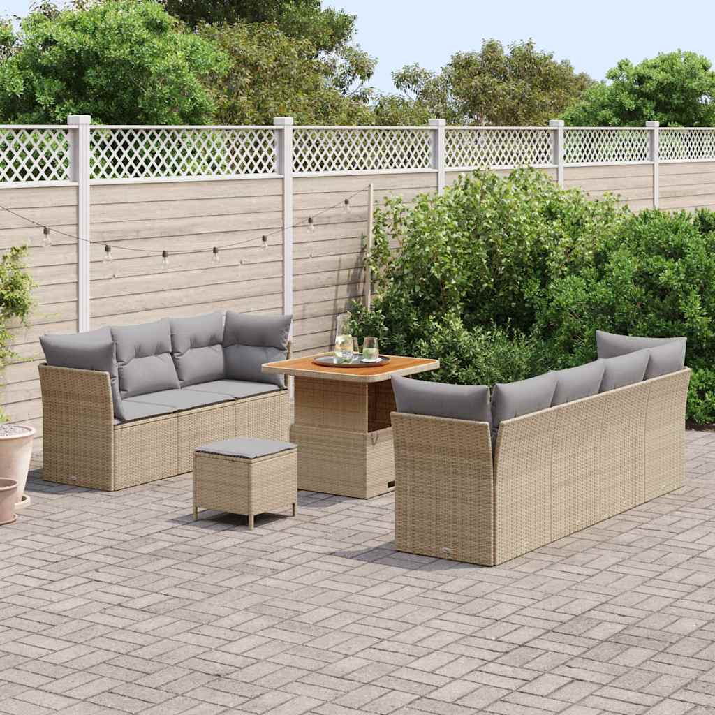 vidaXL Zestaw Sof na Ogród z poduszką 10 pcs beżowo-jasnoszary