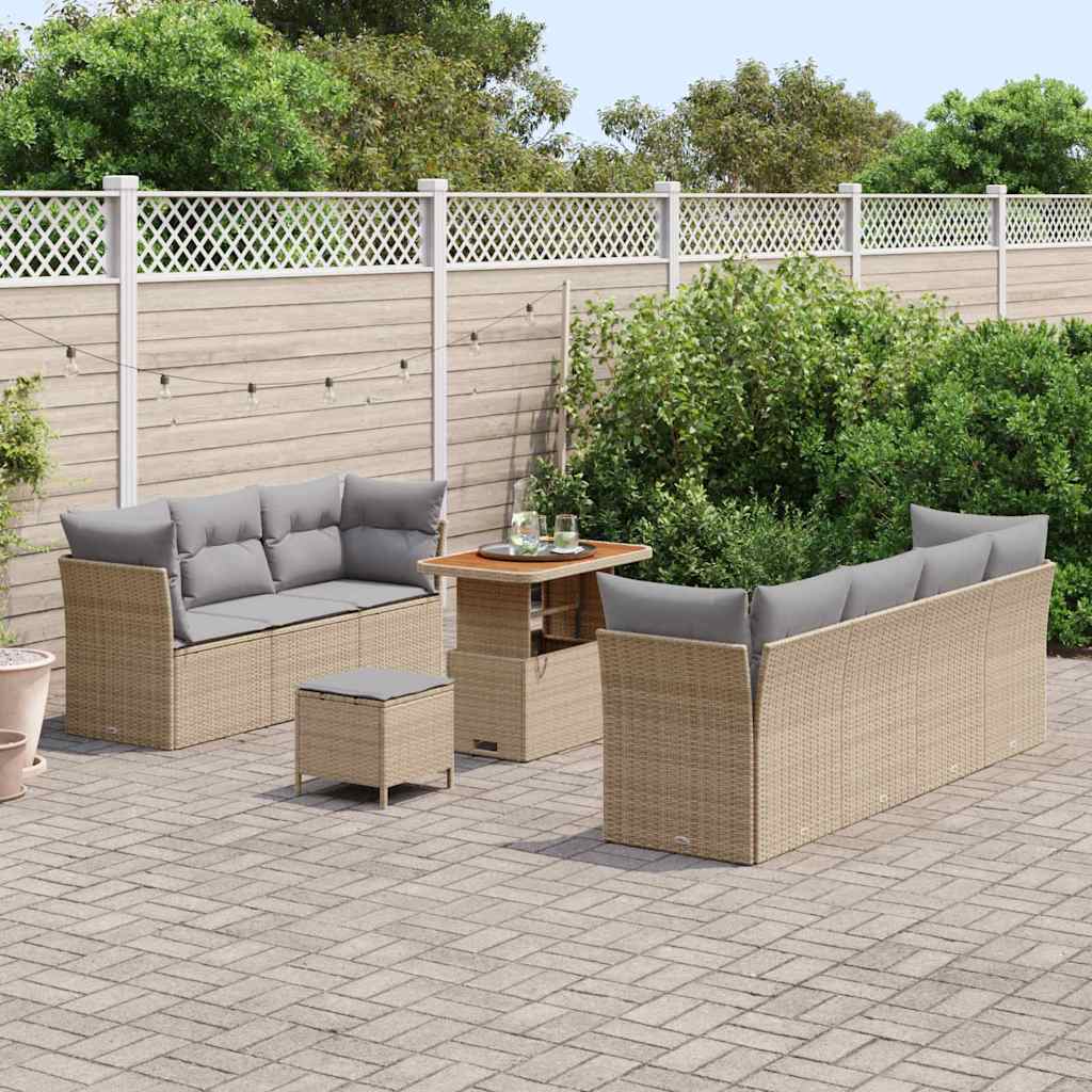 vidaXL Zestaw Sof na Ogród z poduszką 10 pcs beżowo-jasnoszary