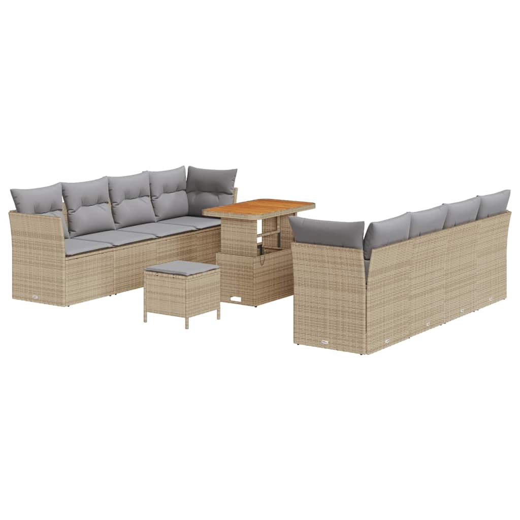 vidaXL Zestaw Sof na Ogród z poduszką 11 pcs beżowo-jasnoszary