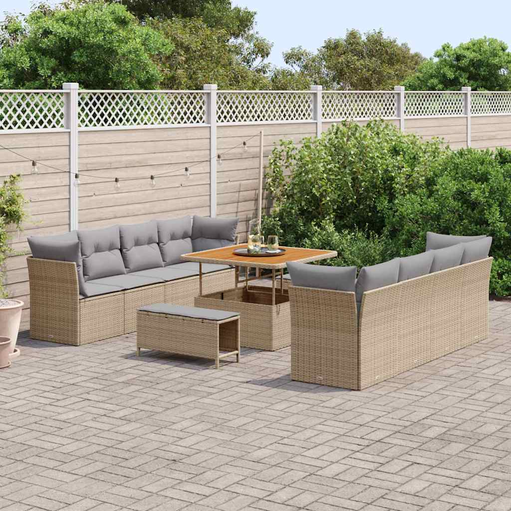 vidaXL Zestaw Sof na Ogród z poduszką 11 pcs beżowo-jasnoszary