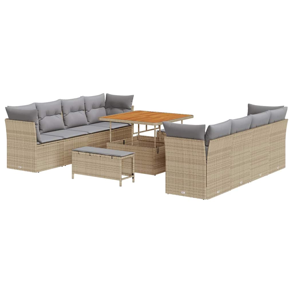 vidaXL Zestaw Sof na Ogród z poduszką 11 pcs beżowo-jasnoszary