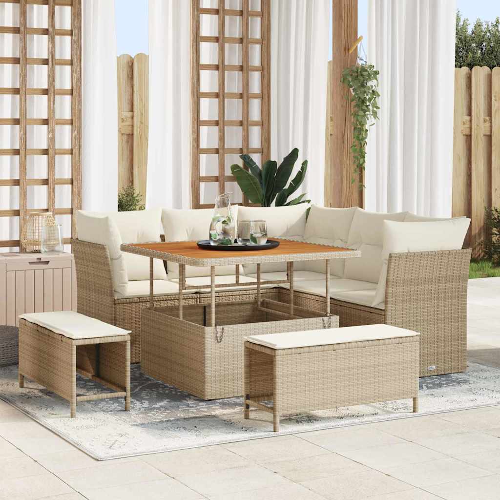 vidaXL Zestaw Sof na Ogród z poduszką 8 pcs beżowo-kremowy