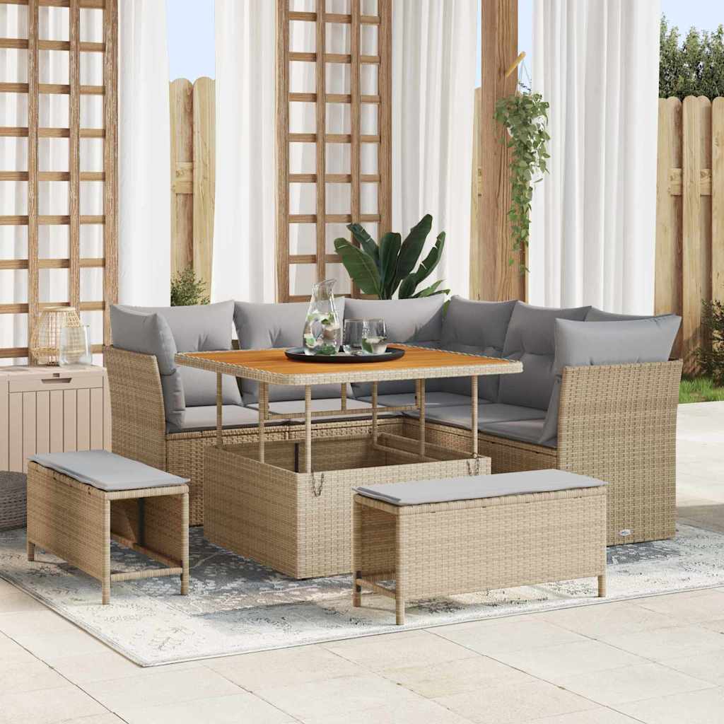 vidaXL Zestaw Sof na Ogród z poduszką 8 pcs beżowo-jasnoszary