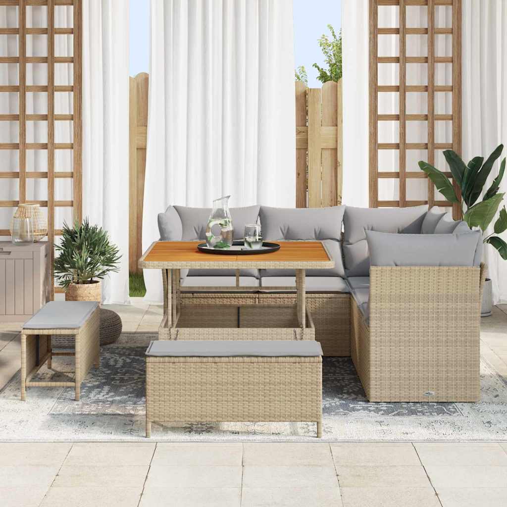 vidaXL Zestaw Sof na Ogród z poduszką 8 pcs beżowo-jasnoszary