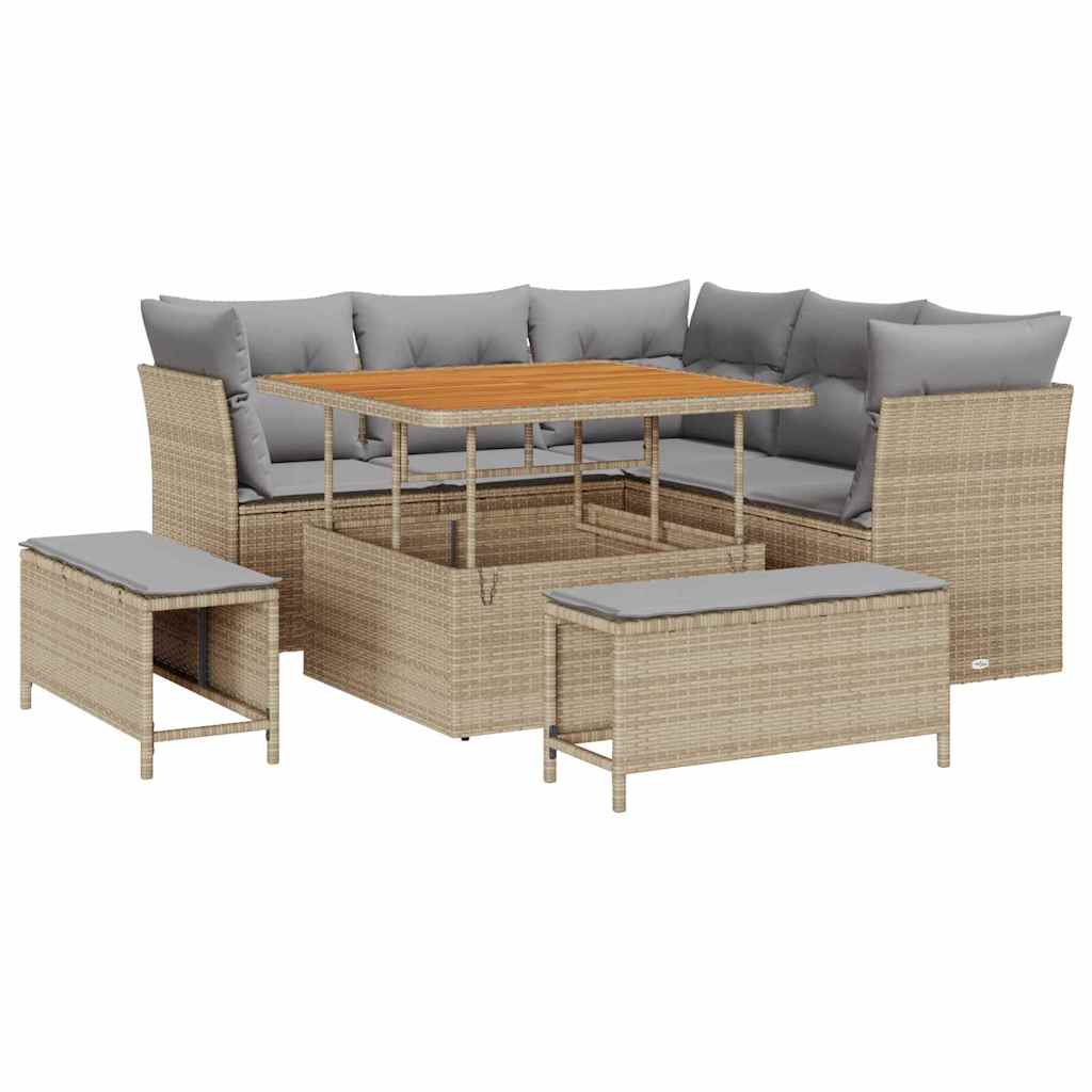 vidaXL Zestaw Sof na Ogród z poduszką 8 pcs beżowo-jasnoszary