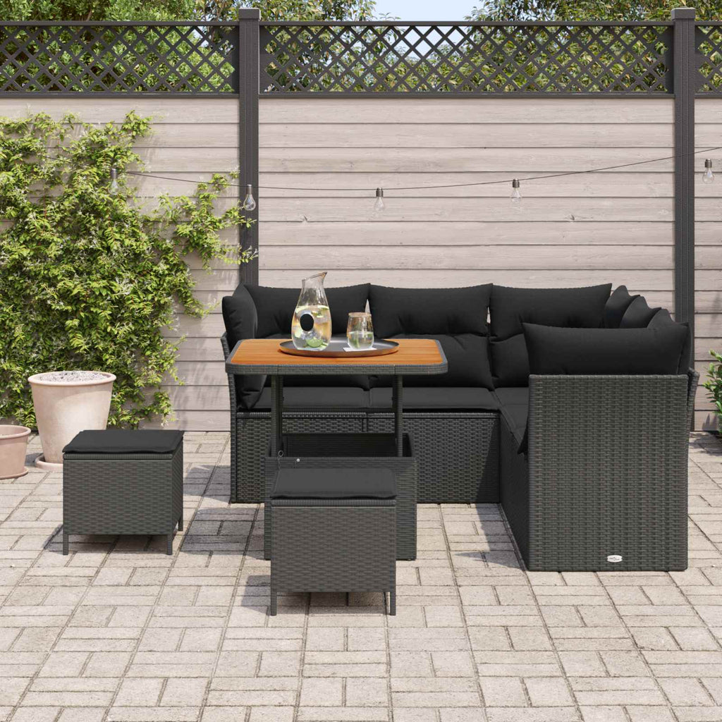 vidaXL Zestaw Sof na Ogród z poduszką z przechowywaniem 8 pcs Czarny