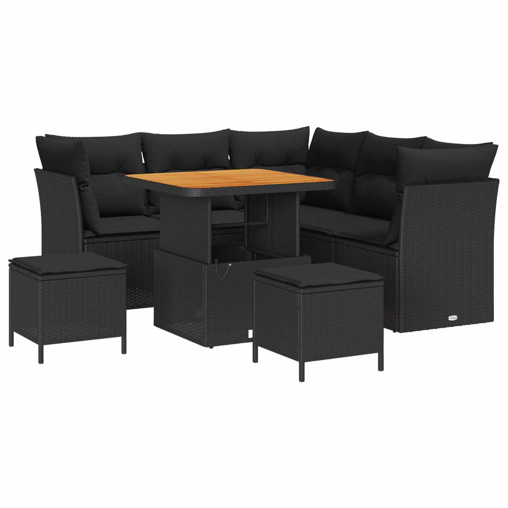 vidaXL Zestaw Sof na Ogród z poduszką z przechowywaniem 8 pcs Czarny