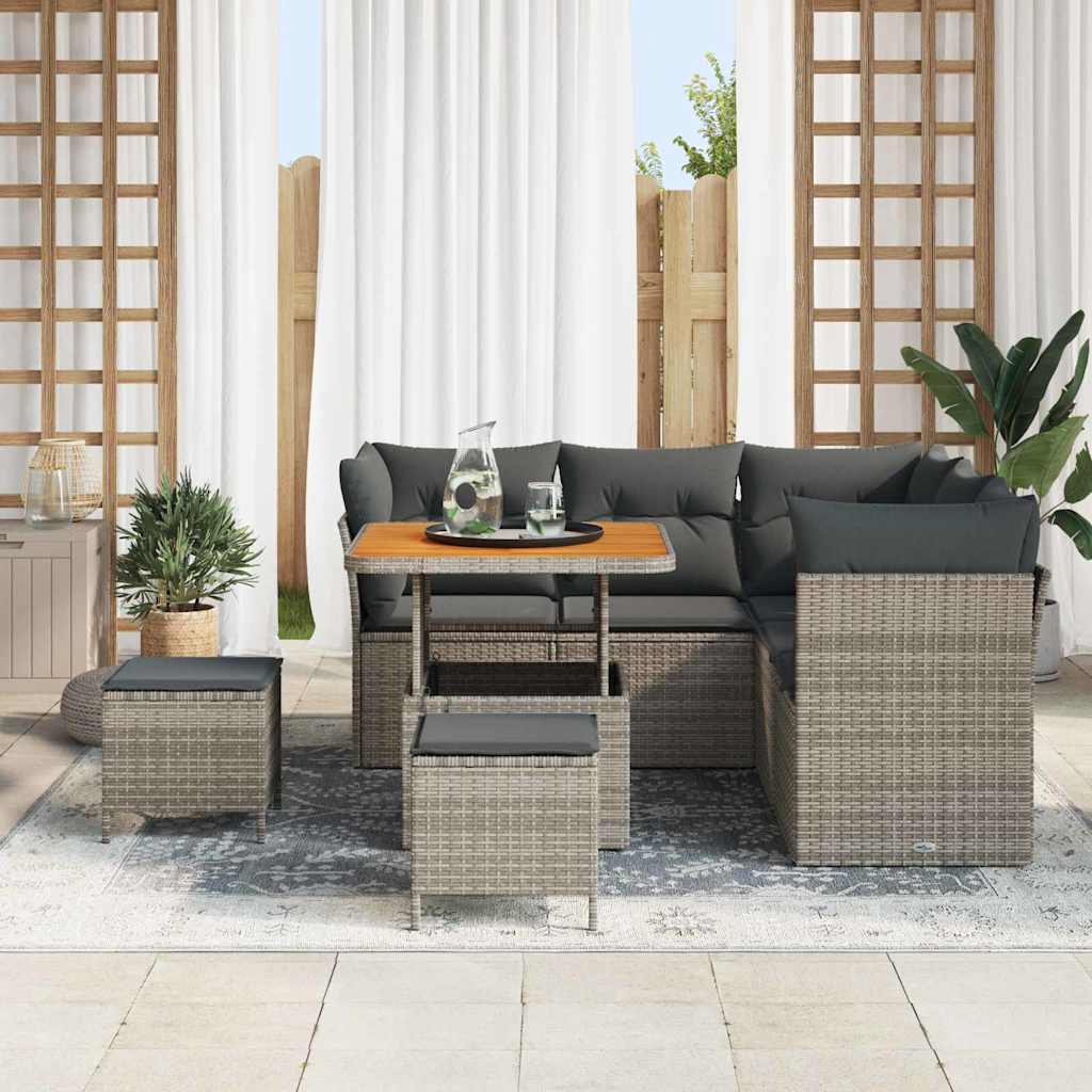 vidaXL Zestaw Sof na Ogród z poduszką z przechowywaniem 8 pcs Szary