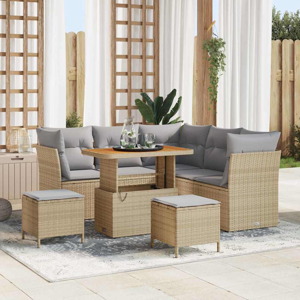 vidaXL Zestaw Sof na Ogród z poduszką 8 pcs beżowo-jasnoszary