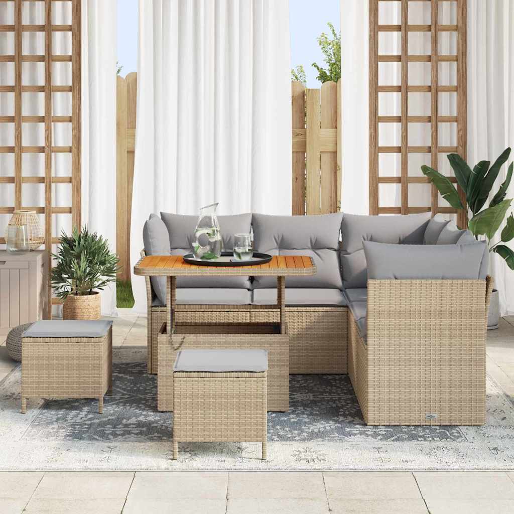 vidaXL Zestaw Sof na Ogród z poduszką 8 pcs beżowo-jasnoszary