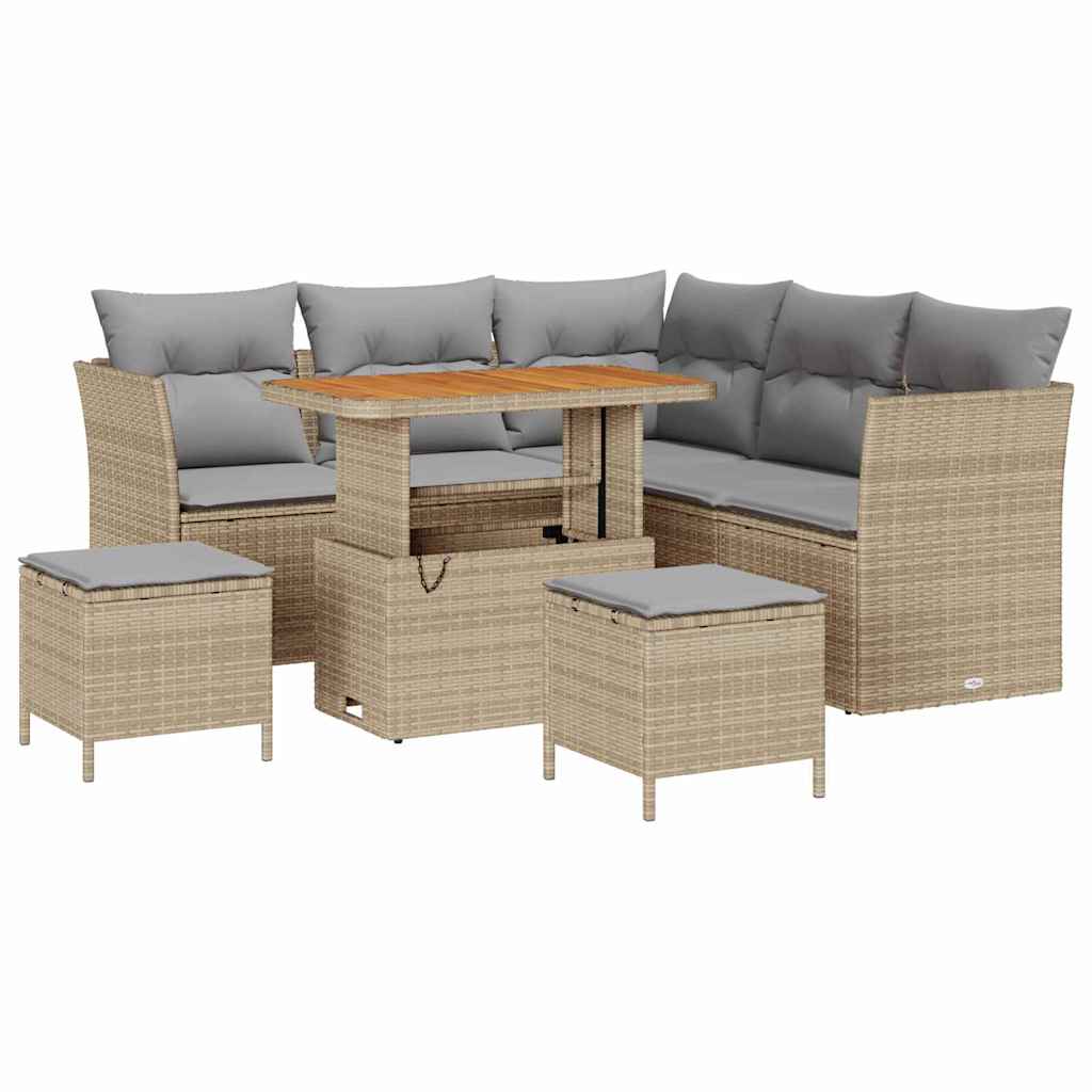 vidaXL Zestaw Sof na Ogród z poduszką 8 pcs beżowo-jasnoszary