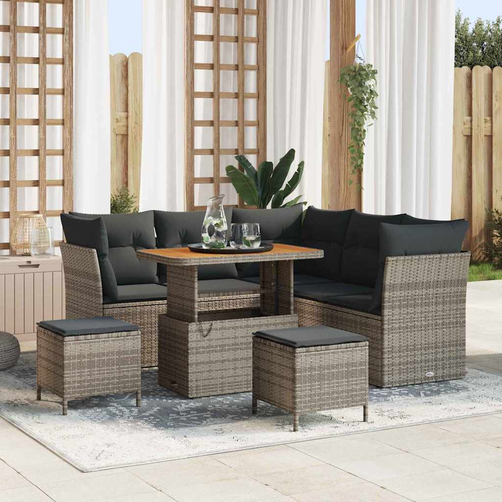 vidaXL Zestaw Sof na Ogród z poduszką z przechowywaniem 8 pcs Szary