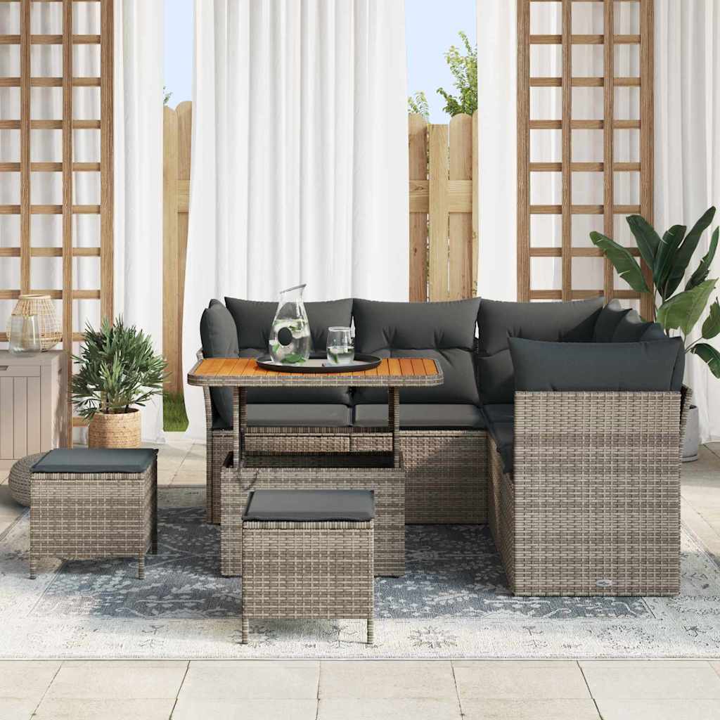 vidaXL Zestaw Sof na Ogród z poduszką z przechowywaniem 8 pcs Szary