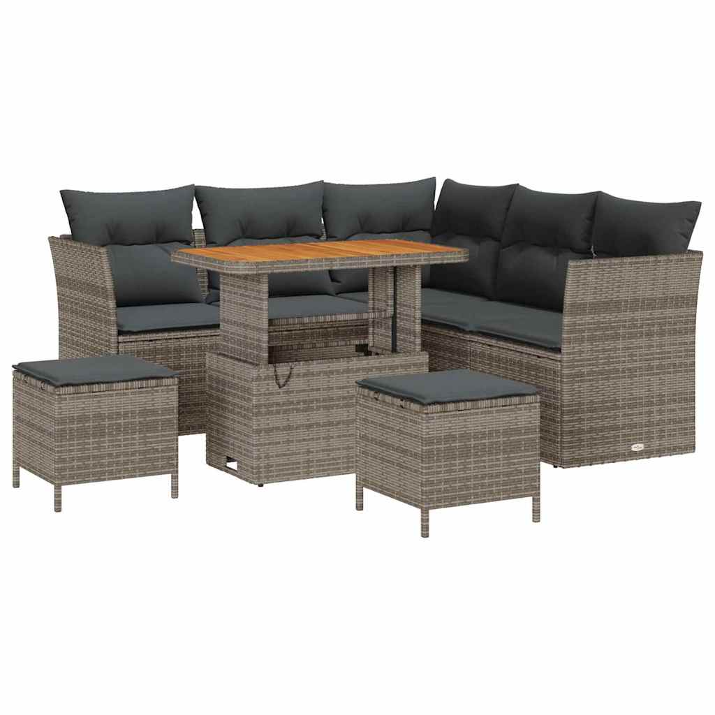 vidaXL Zestaw Sof na Ogród z poduszką z przechowywaniem 8 pcs Szary