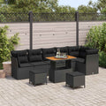 vidaXL Zestaw Sof na Ogród z poduszką 9 pcs Czarny 90 x 55 x 71 cm