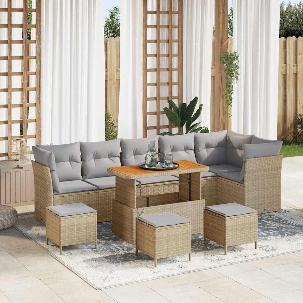 vidaXL Zestaw Sof na Ogród z poduszką 10 pcs beżowo-jasnoszary