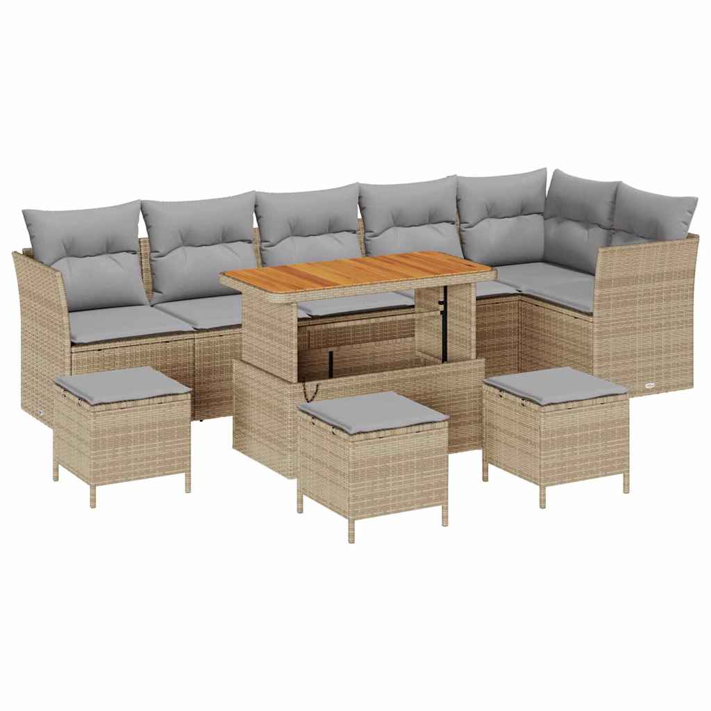 vidaXL Zestaw Sof na Ogród z poduszką 10 pcs beżowo-jasnoszary