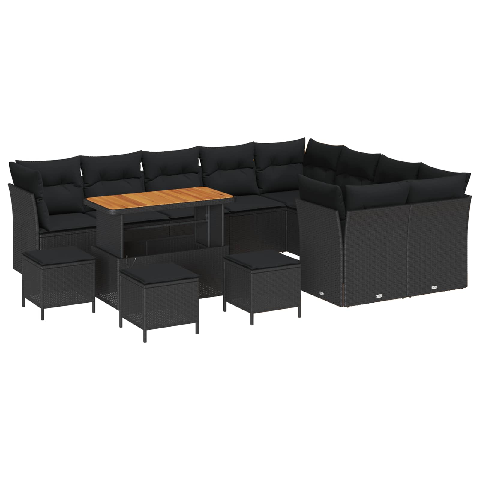 vidaXL Zestaw Sof na Ogród z poduszką z przechowywaniem 13 pcs Czarny