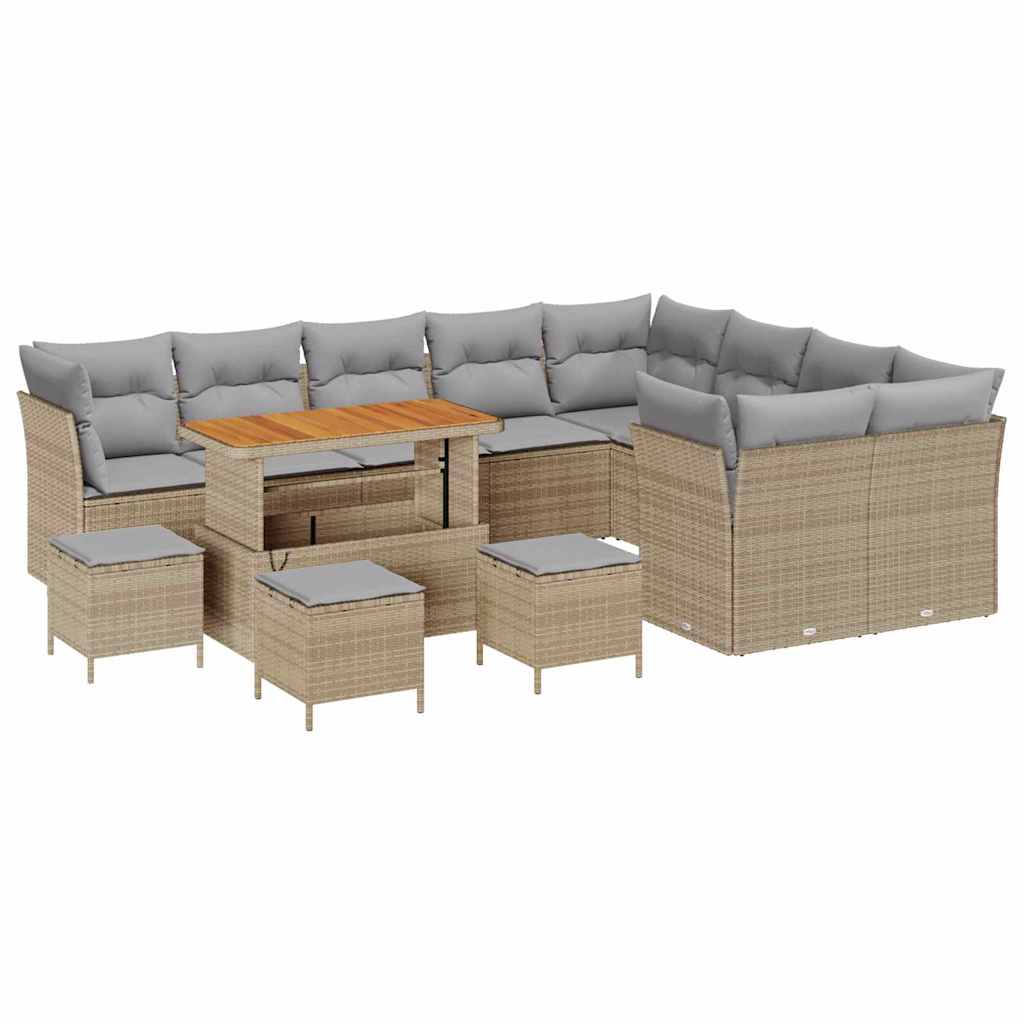 vidaXL Zestaw Sof na Ogród z poduszką 13 pcs beżowo-jasnoszary