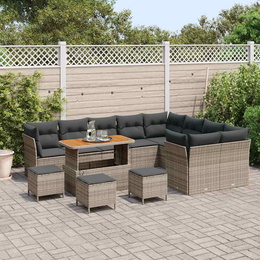 vidaXL Zestaw Sof na Ogród z poduszką z przechowywaniem 13 pcs Szary