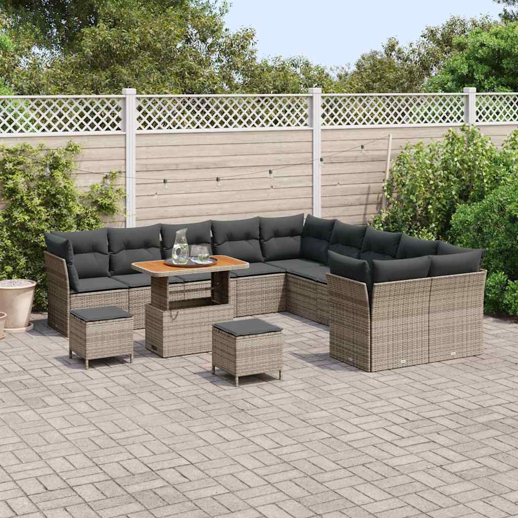vidaXL Zestaw Sof na Ogród z poduszką z przechowywaniem 13 pcs Szary