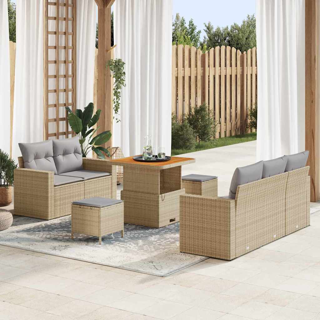 vidaXL Zestaw Sof na Ogród z poduszką 8 pcs beżowo-jasnoszary