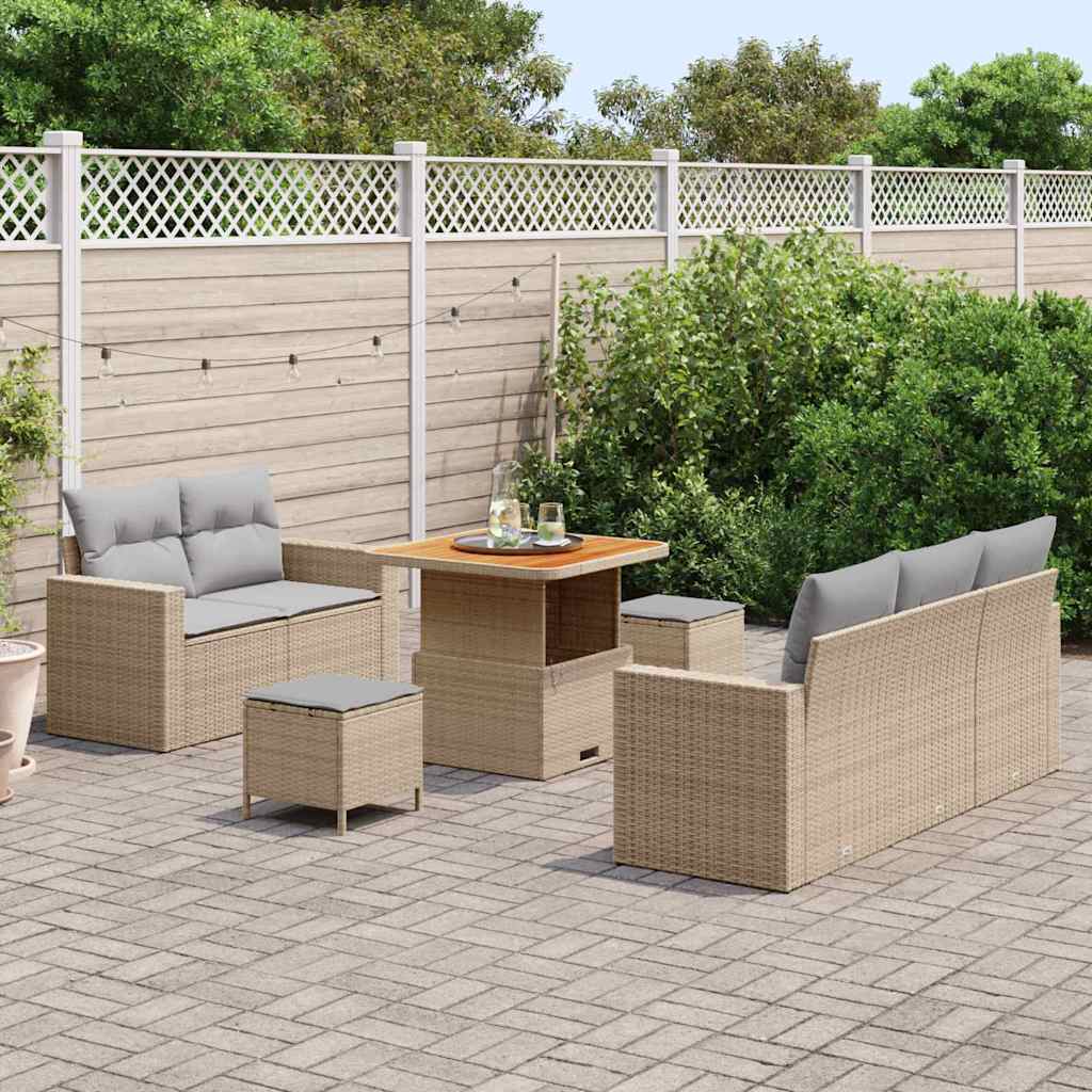 vidaXL Zestaw Sof na Ogród z poduszką 8 pcs beżowo-jasnoszary