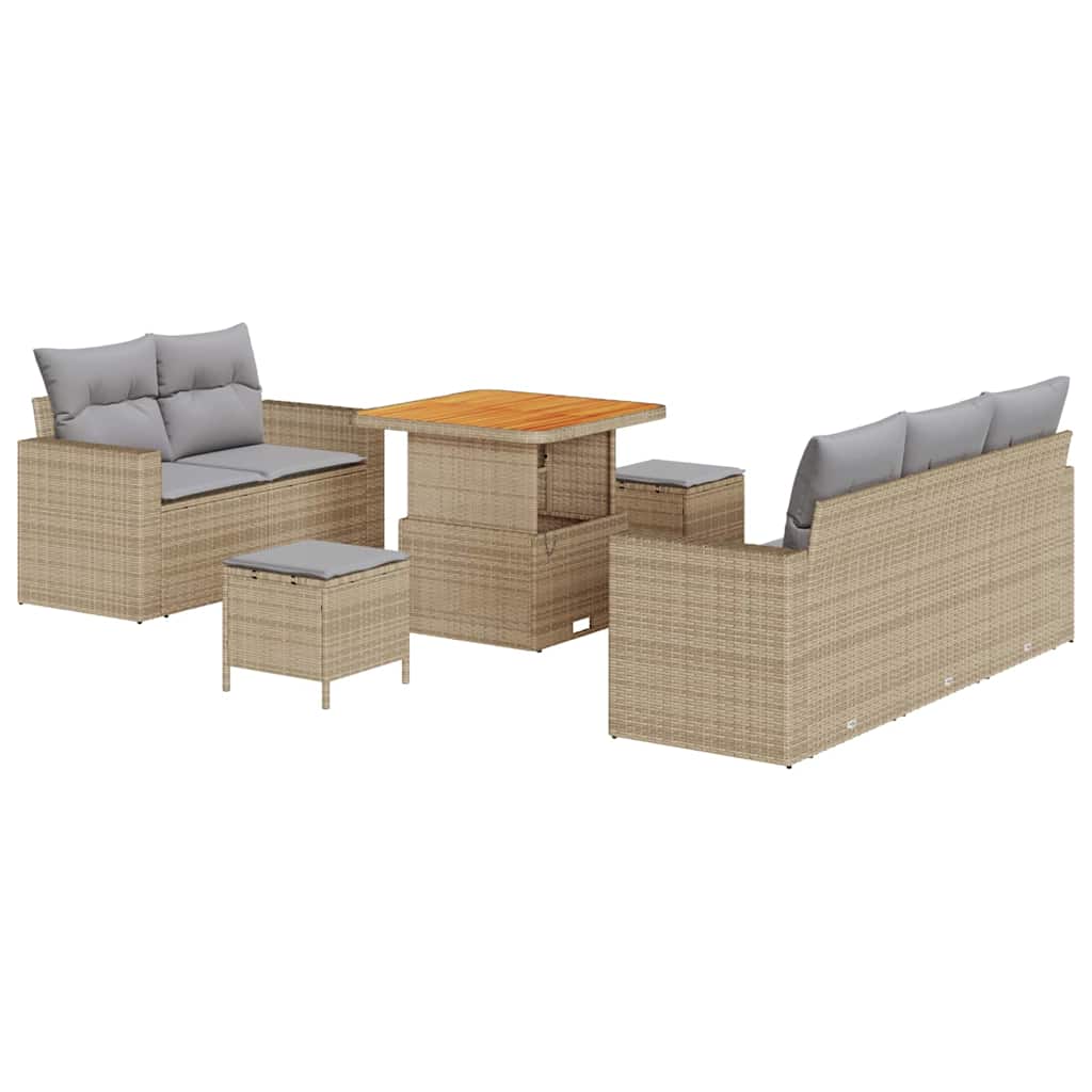 vidaXL Zestaw Sof na Ogród z poduszką 8 pcs beżowo-jasnoszary