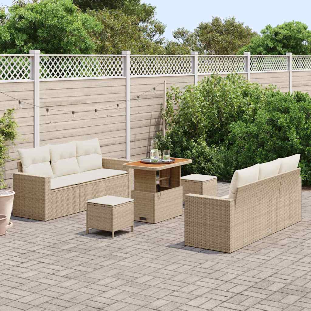 vidaXL Zestaw Sof na Ogród z poduszką 9 pcs beżowo-kremowy