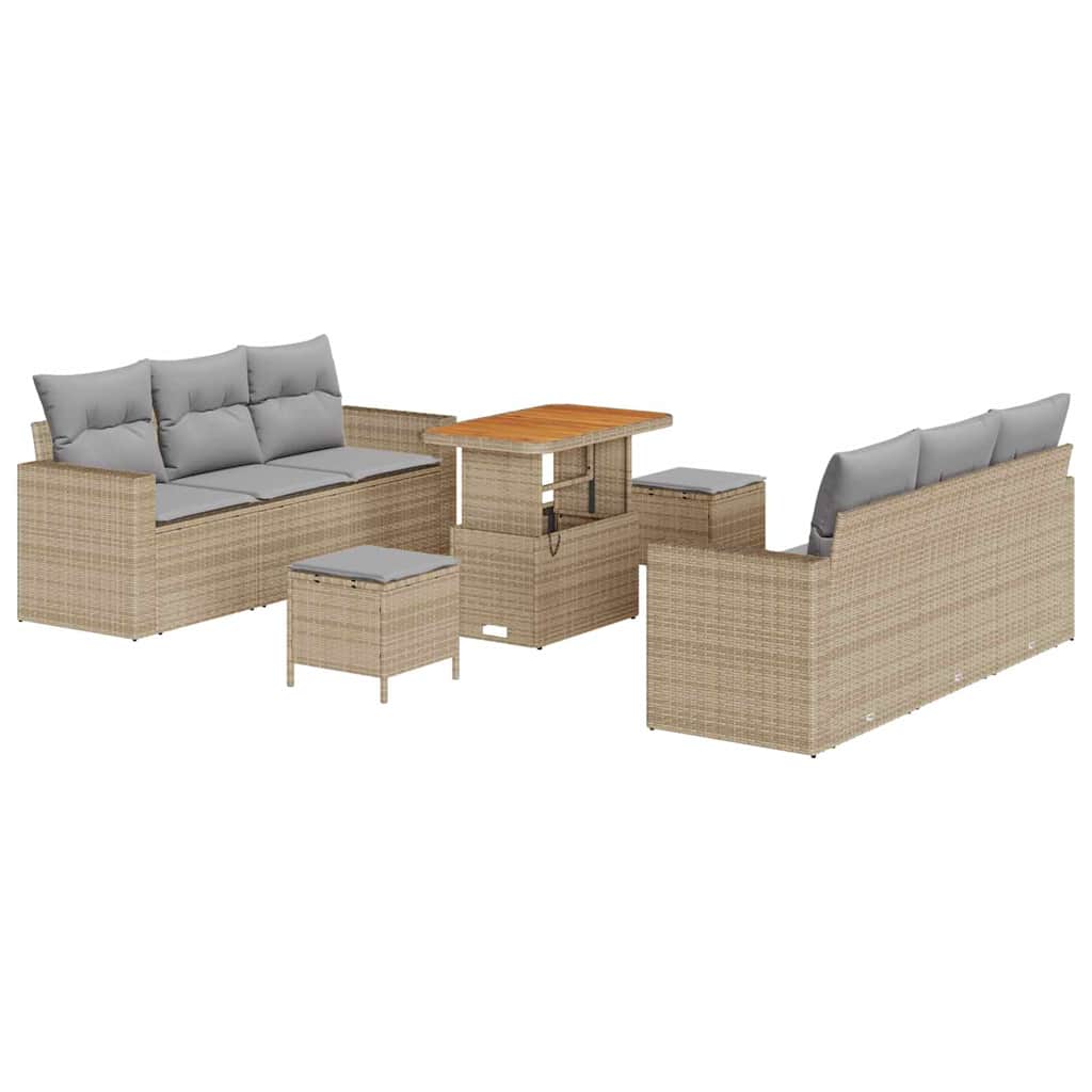vidaXL Zestaw Sof na Ogród z poduszką 9 pcs Czarny i jasnoszary