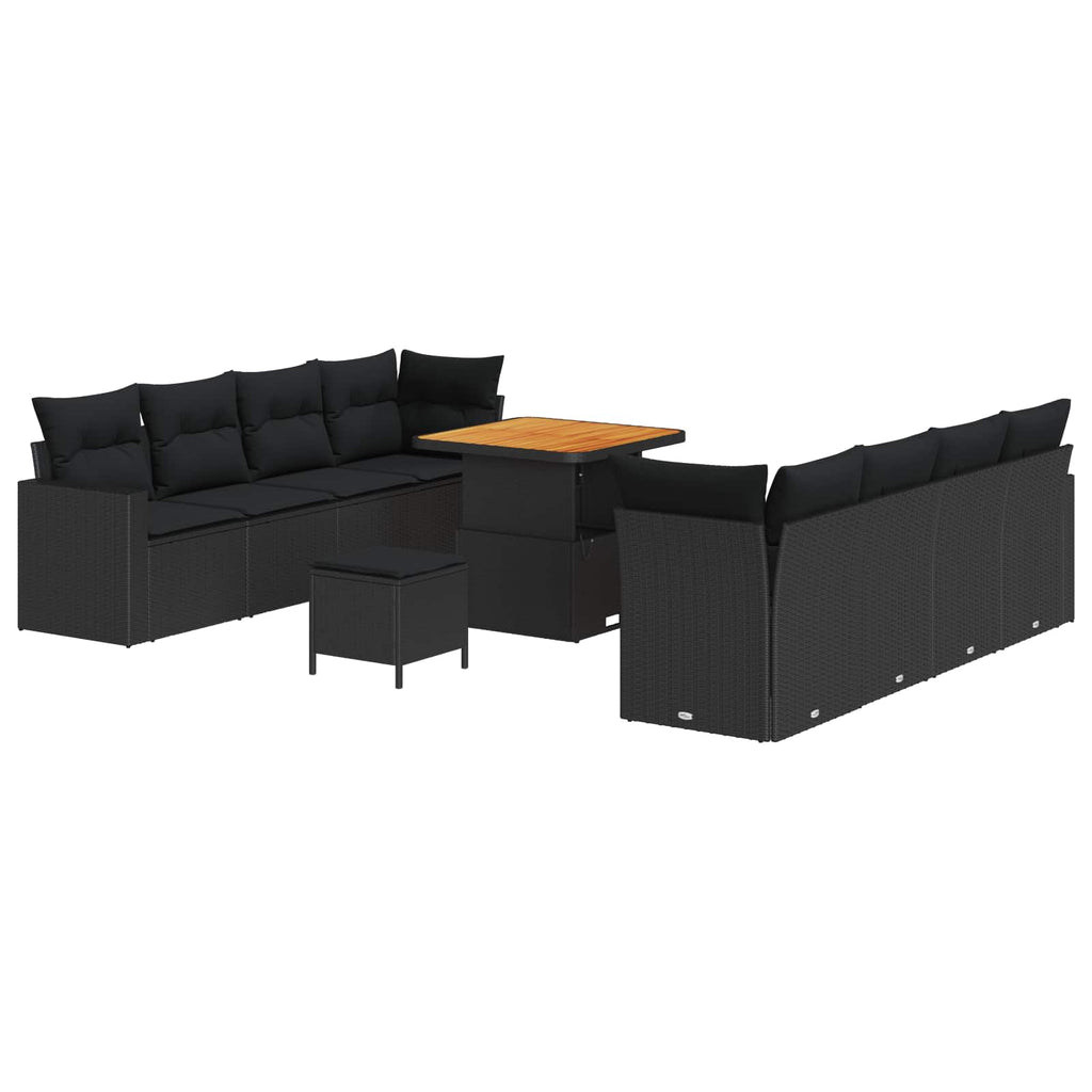 vidaXL Zestaw Sof na Ogród z poduszką 12 pcs Czarny polirattan