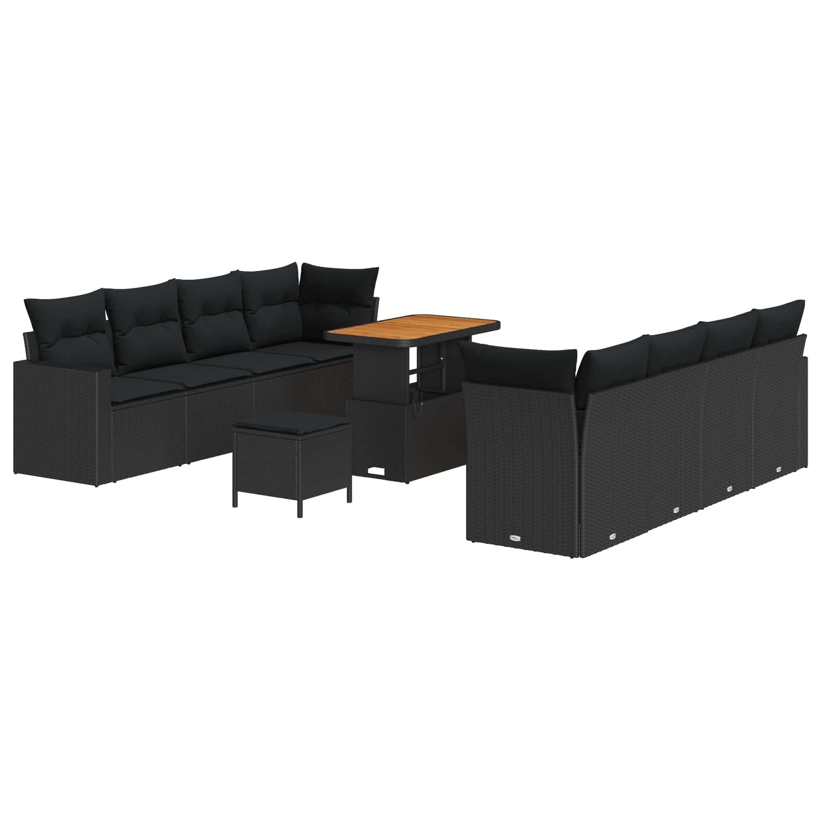 vidaXL Zestaw Sof na Ogród z poduszką 12 pcs Czarny polirattan