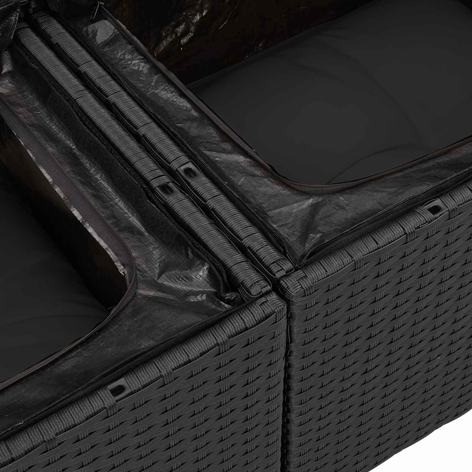 vidaXL Zestaw Sof na Ogród z poduszką 12 pcs Czarny polirattan