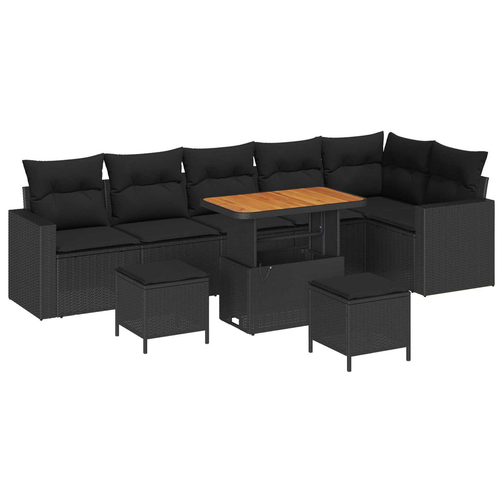 vidaXL Zestaw Sof na Ogród z poduszką 11 pcs Czarny polirattan