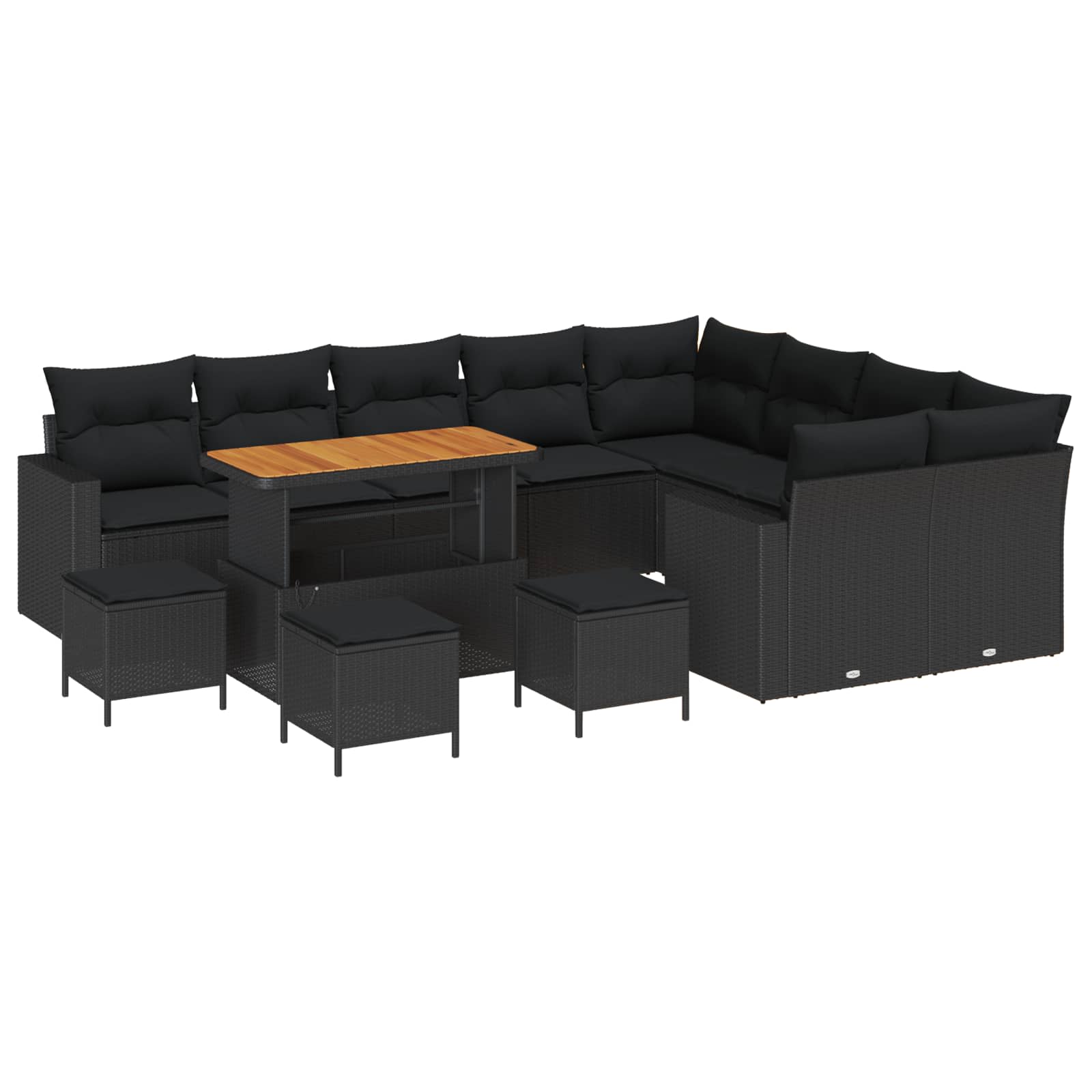 vidaXL Zestaw Sof na Ogród z poduszką 14 pcs Czarny polirattan