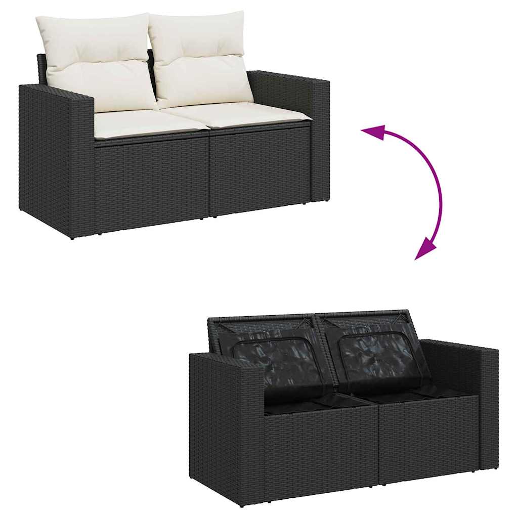 vidaXL Zestaw Sof na Ogród 17 pcs Czarny i kremowy polirattan