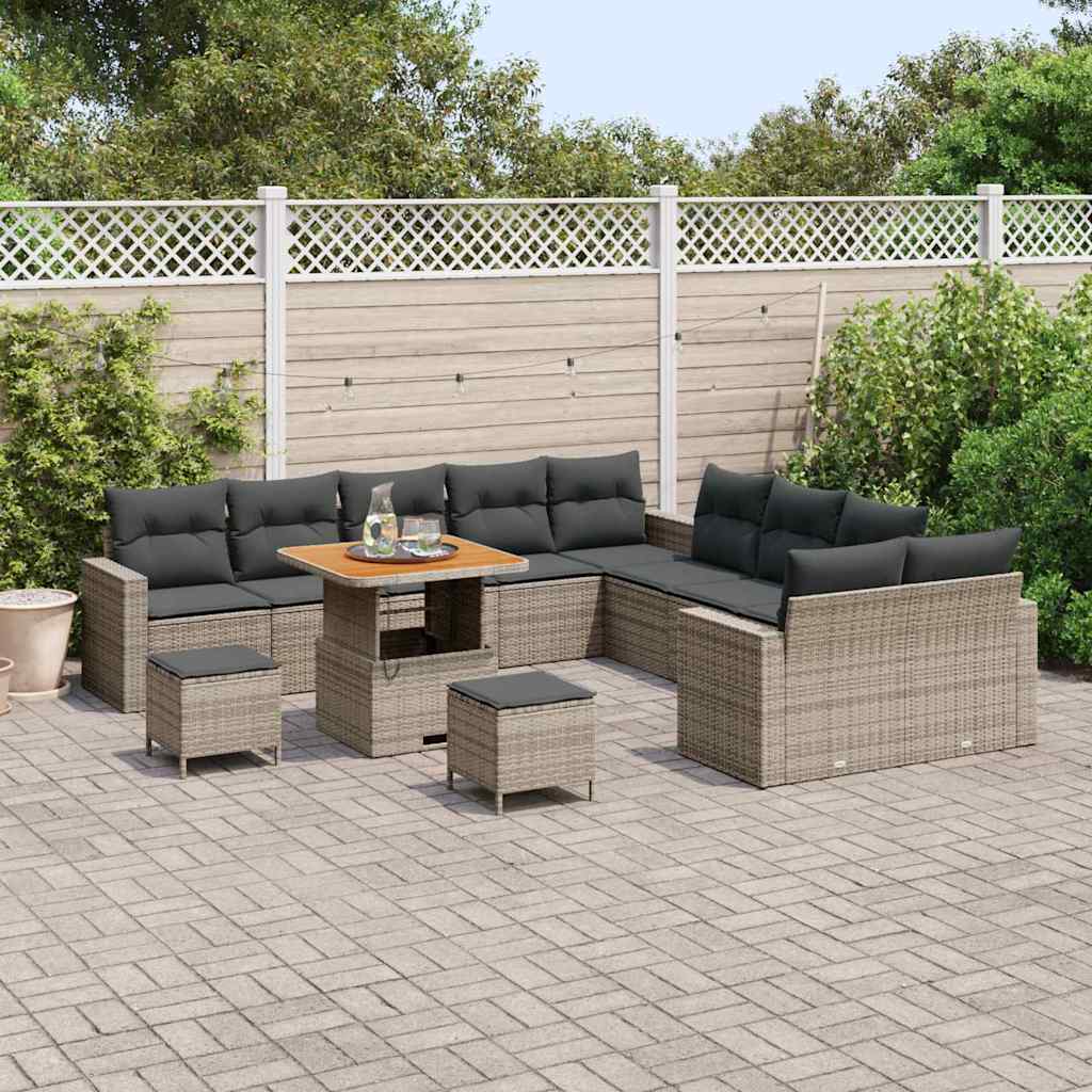 vidaXL Zestaw Sof na Ogród z poduszką 17 pcs Szary polirattan