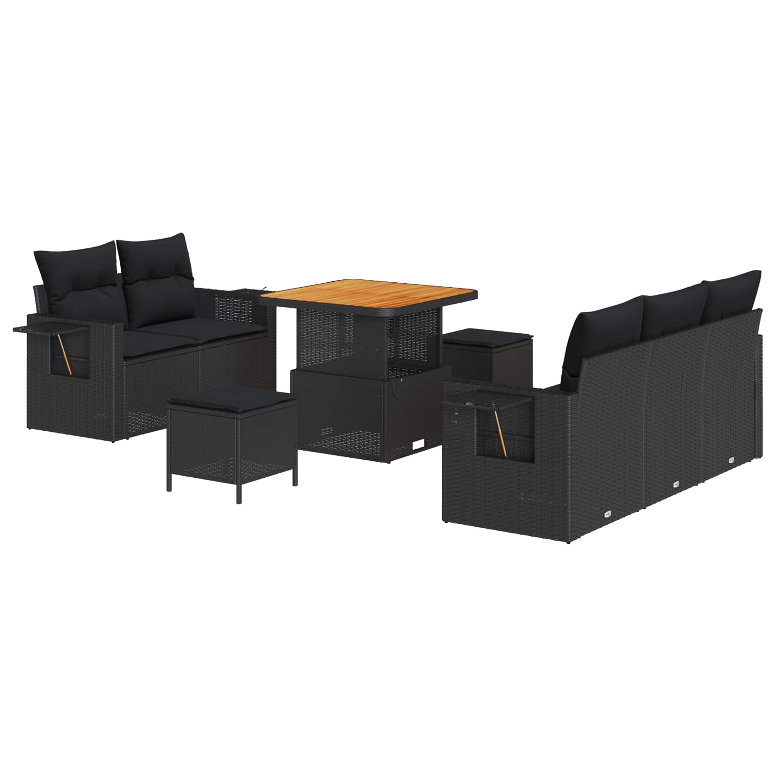 vidaXL Zestaw Sof na Ogród z poduszką 10 pcs Czarny polirattan
