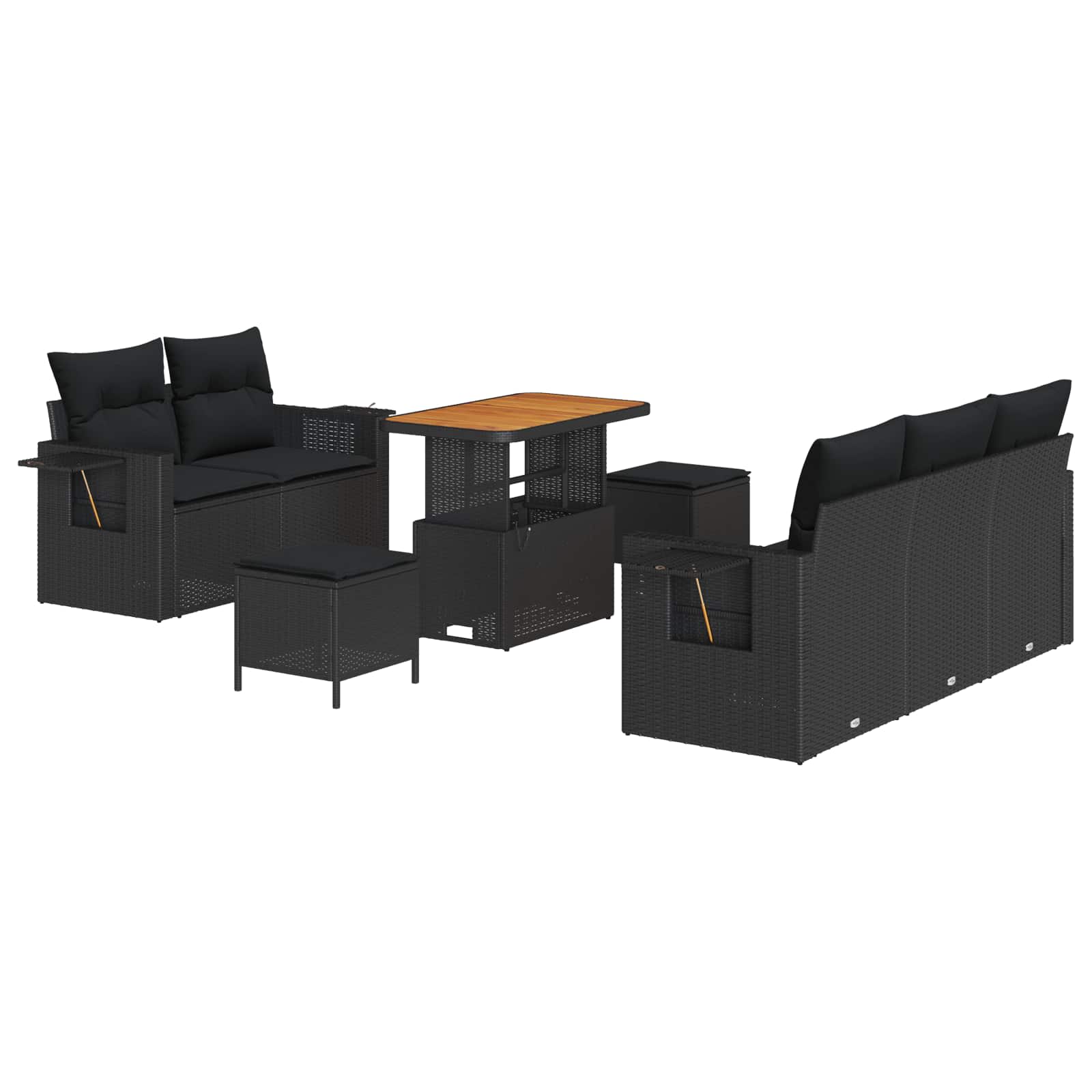 vidaXL Zestaw Sof na Ogród z poduszką 10 pcs Czarny polirattan