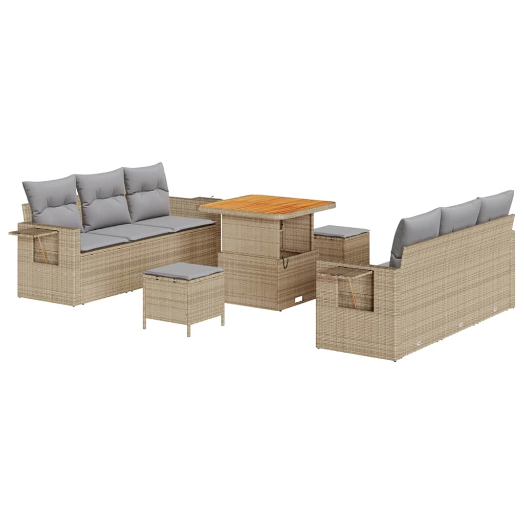 vidaXL Zestaw Sof na Ogród z poduszką 9 pcs beżowo-jasnoszary