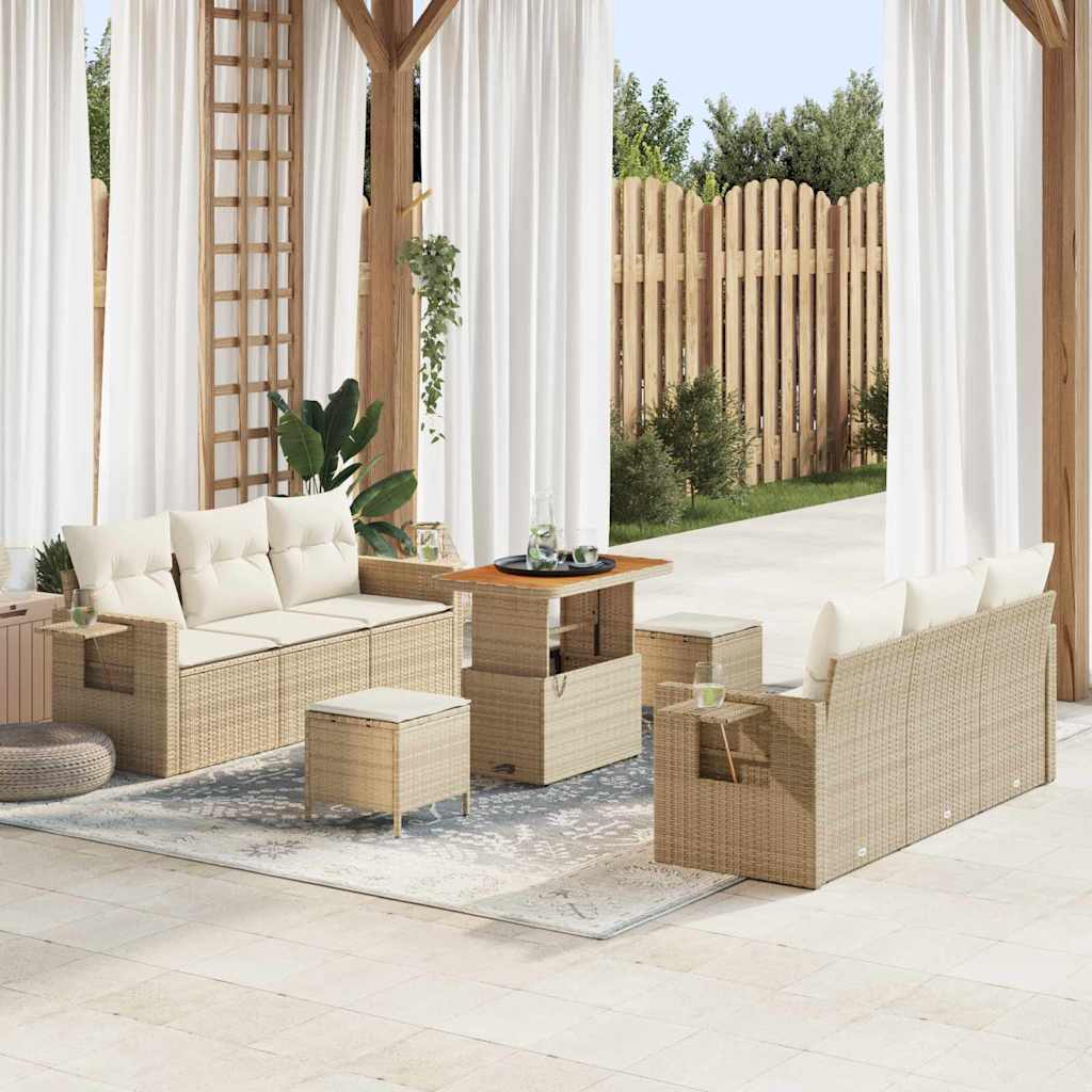 vidaXL Zestaw Sof na Ogród z poduszką 9 pcs beżowo-kremowy