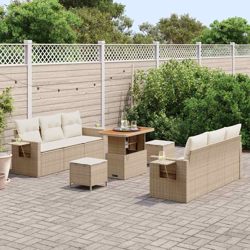 vidaXL Zestaw Sof na Ogród z poduszką 9 pcs beżowo-kremowy