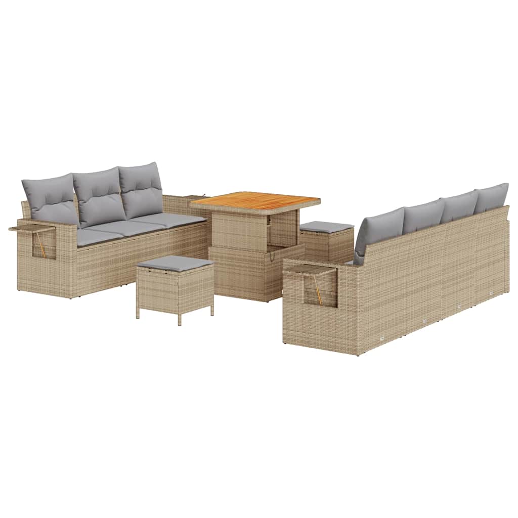 vidaXL Zestaw Sof na Ogród z poduszką 10 pcs beżowo-jasnoszary